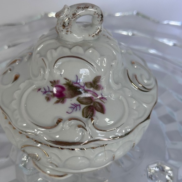 Vintage Porcelain Vanity Set Floral Rose Design‎ Perfume Bottles Trinket Box - Picture 12 of 16